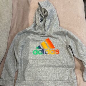 Adidas Kids Gray Hoodie with Rainbow Logo
